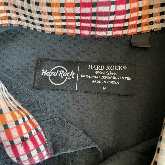 HARD ROCK BLACK LABEL MENS BUTTON DOWN LONG SLEEVE GRAY SHIRT Sz Med Flip Cuffs - Picture 3 of 11